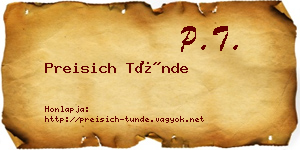 Preisich Tünde névjegykártya